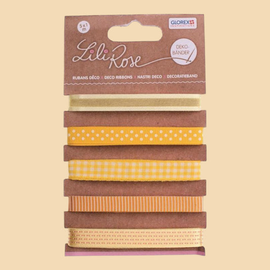 Glorex Deko-Bänder auf Karte 5x100cm Gelb -Töne