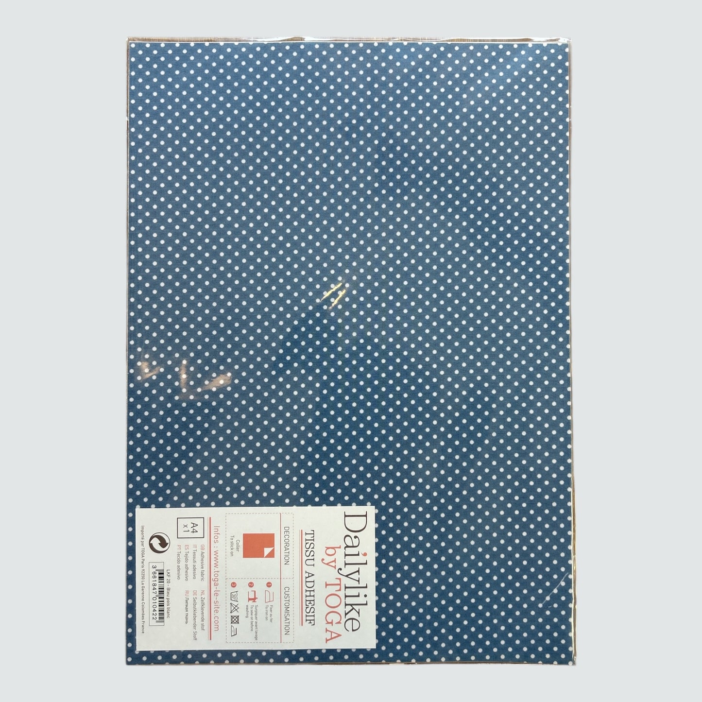 Dailylike by TOGA – Iron-on film blue with white dots, A4