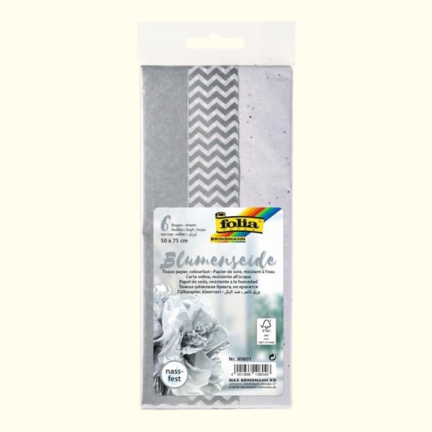 Folia Tissue Paper Mix Silver 50x75 cm – 6 Sheets