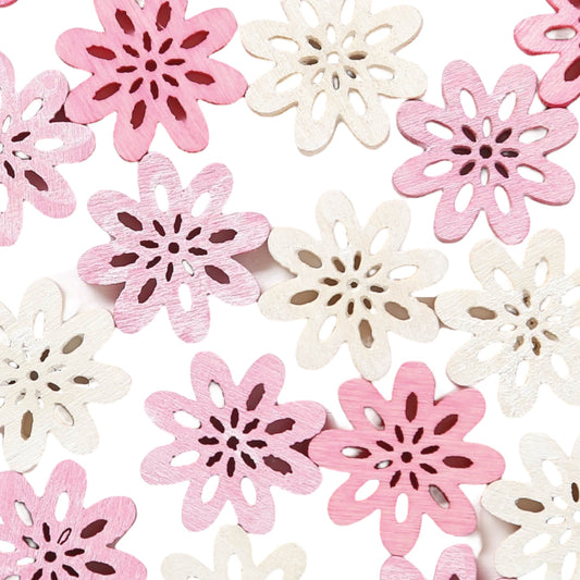 I AM Creative Streuteile Blume III, 24 Stück, ca. 2 cm, weiss/rosa