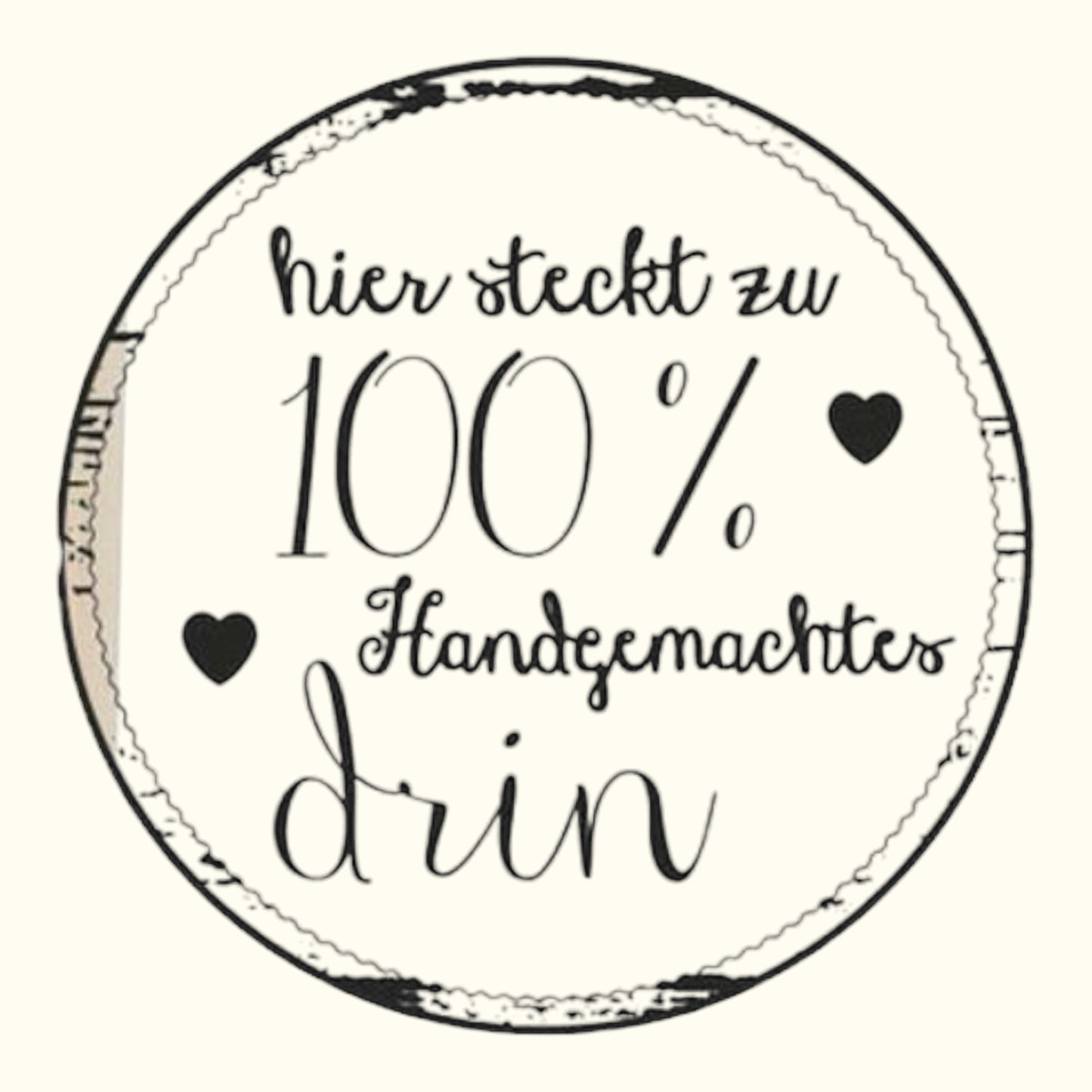 Woodies Holzstempel Hier steckt zu 100% Handgemachtes drin Ø 3 cm