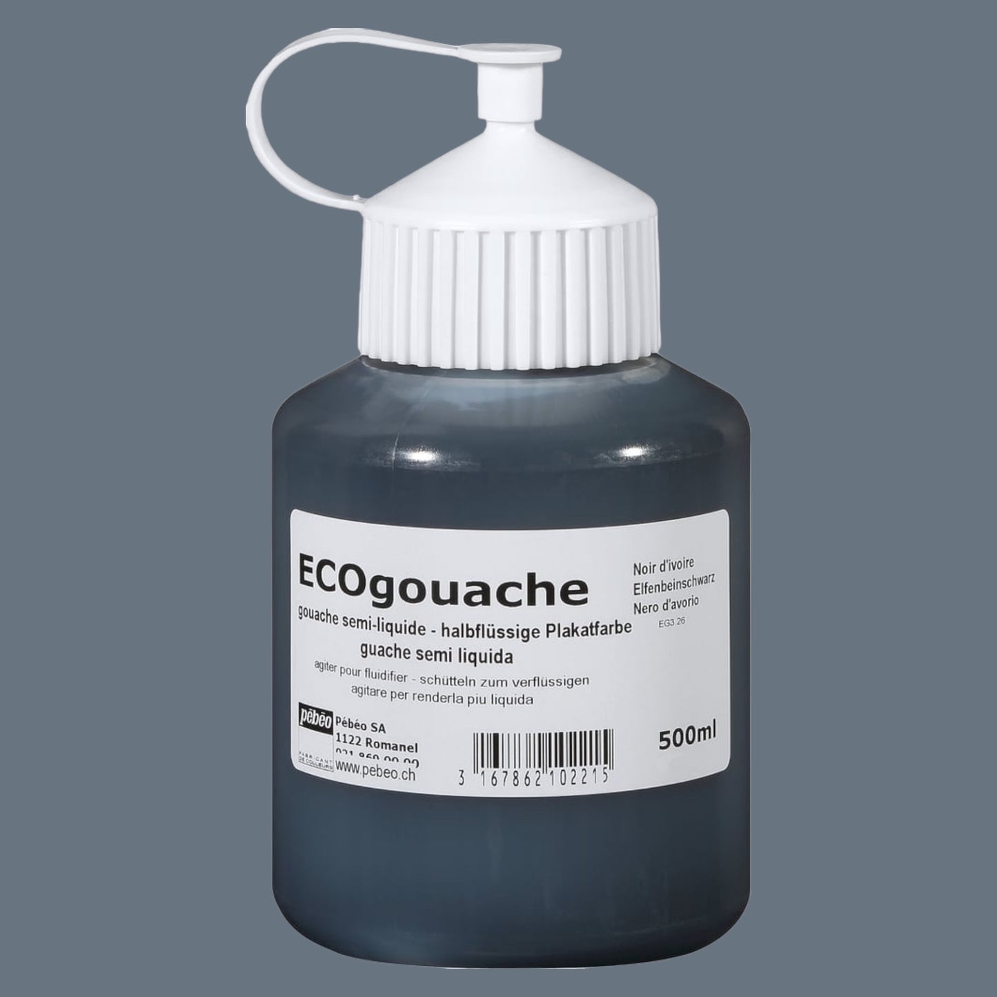 Pébéo Ecogouache Elfenbeinschwarz – 500 ml