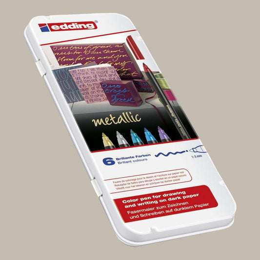 Edding 1200 fibre-tip pens metallic, set of 6