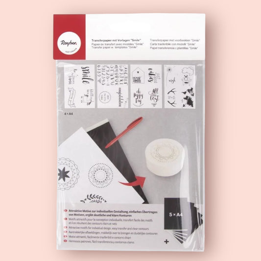 Rayher Transferpapier mit Vorlagen Smile, 5 x A4
