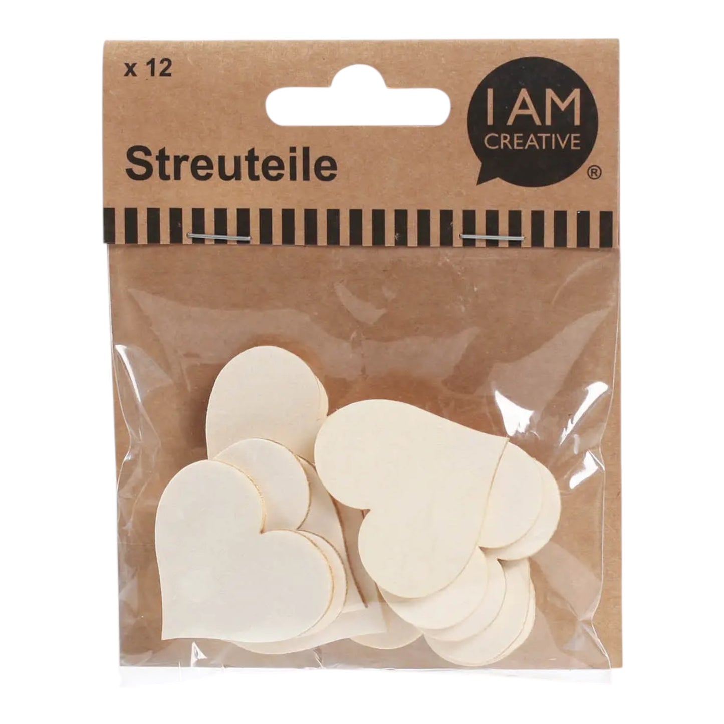 I AM Creative Streuteile Herz natur, 24 Stück, ca. 2–3 cm