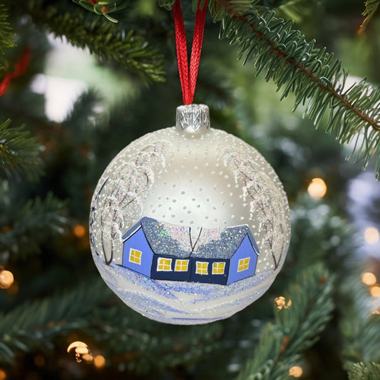 Christmas balls winter evening