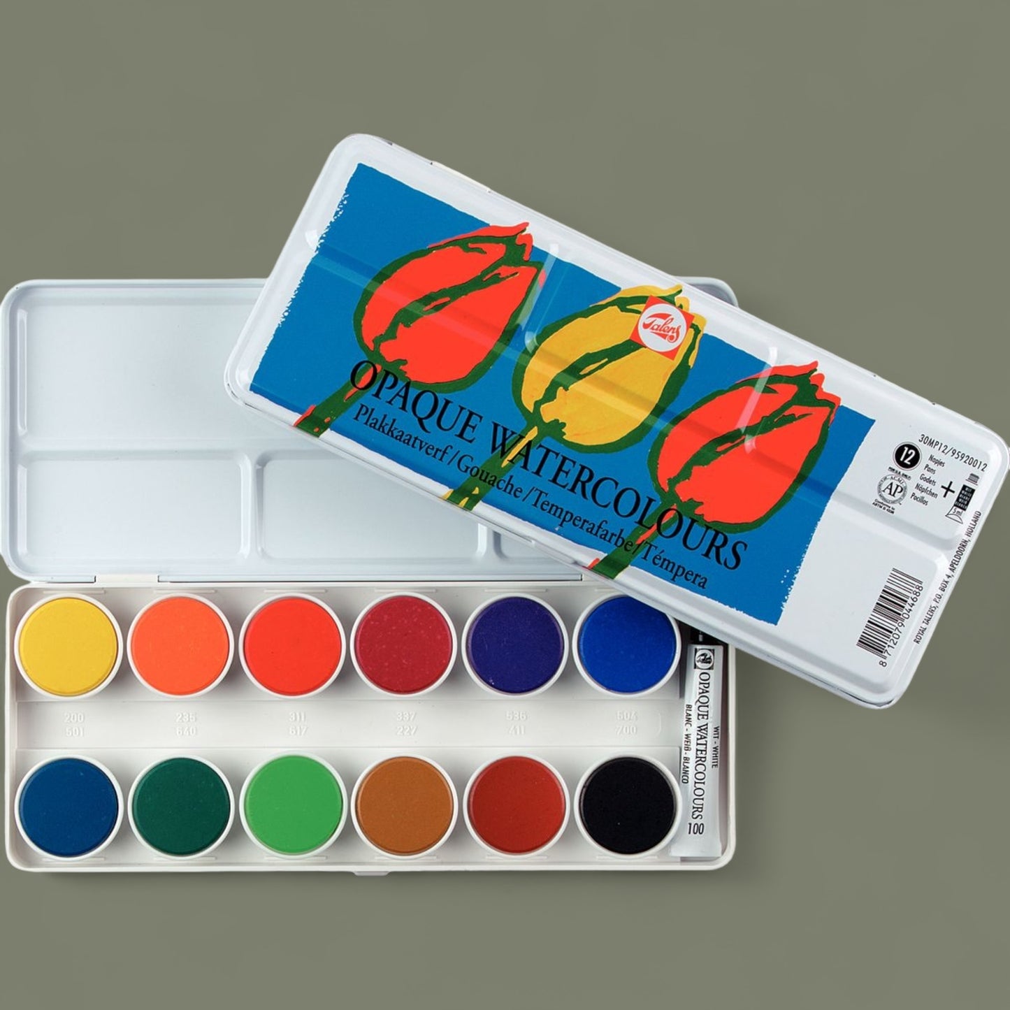 Talens Gouache – 12 Deckfarben + 1 Tube Weiß