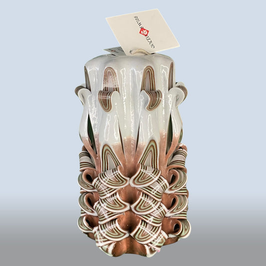 Geschnitzte Kerze Mittel - Wood Cream