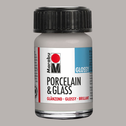 Marabu Transparent Glas- und Porzellanfarbe, Metallic-Silber 782, 15 ml