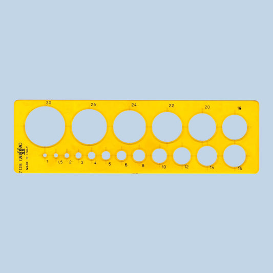 ARDA Schablone Rund 1–30 mm, Gelb-transparent