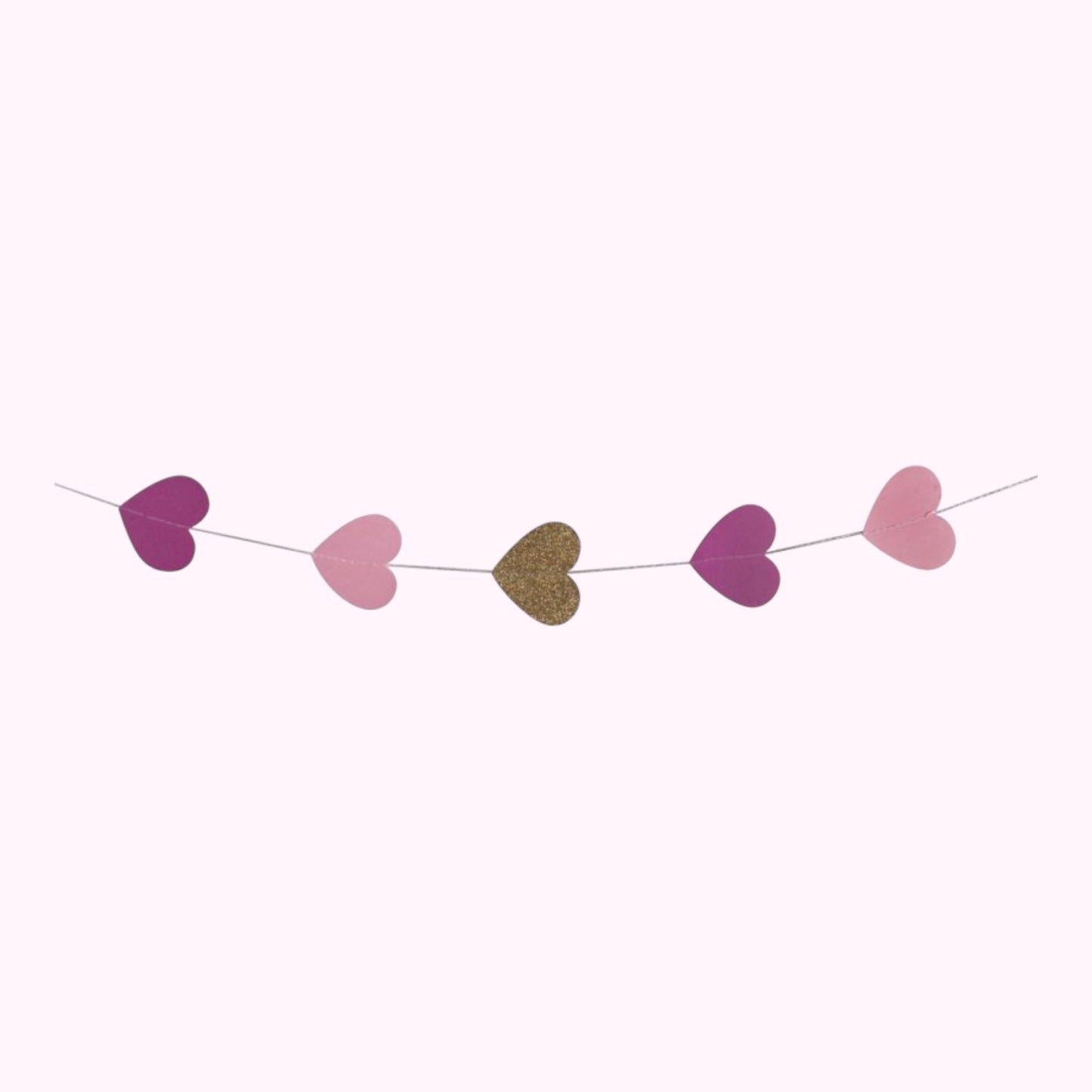 Rayher paper garland hearts, 5cm ø, pink/rose/gold glitter, 2m