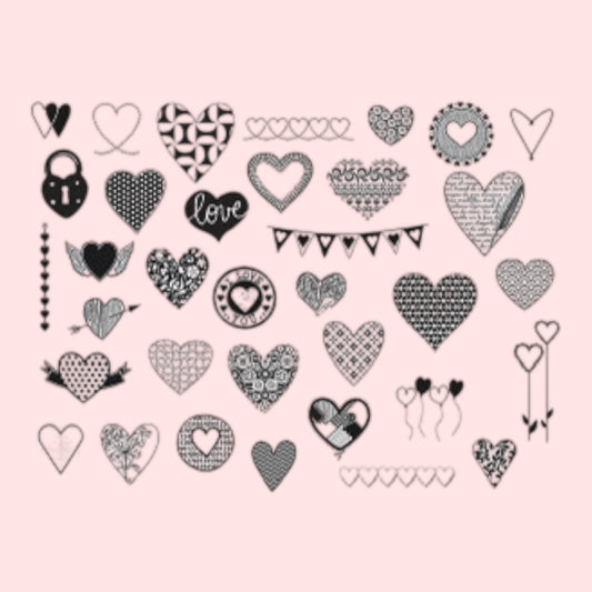 Aladine. Stamp set Hearts 35 pieces including ink pad