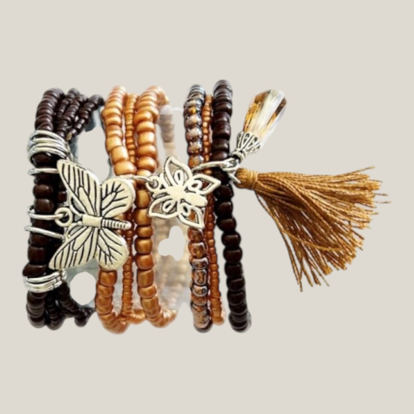 Glorex Armband‑Set DIY – Braun‑Natur (für 6–9 Armbänder)