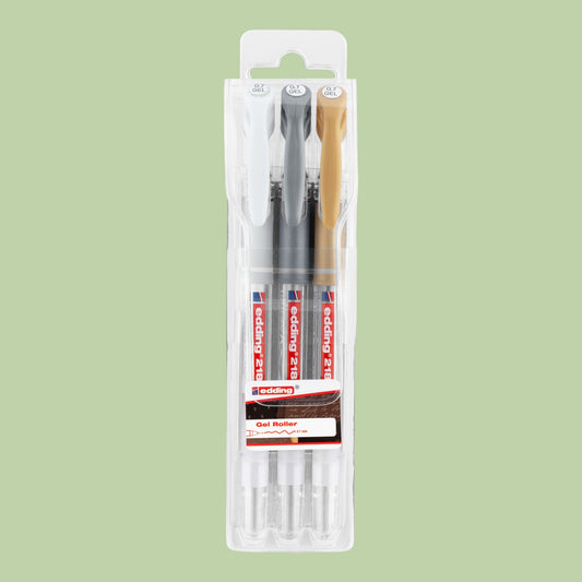 Edding Gelroller-Set – Metallic Gold, Silber, Weiß (0,7 mm)