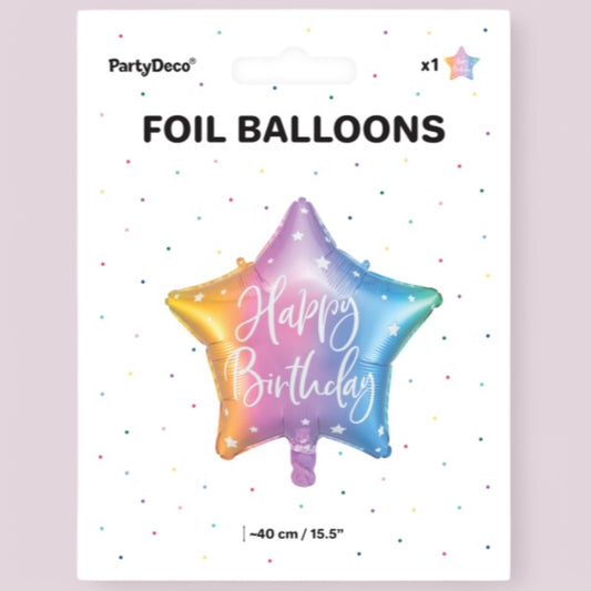 Foil Balloon Star Happy Birthday multicolored 40cm