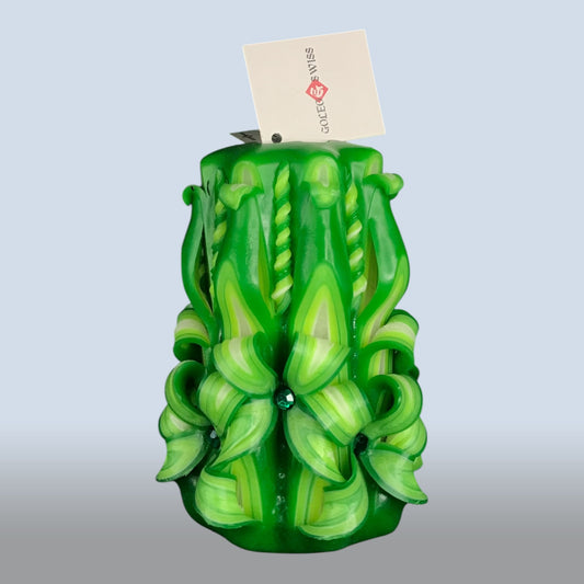 Geschnitzte Kerze Mittel - Emerald Glow