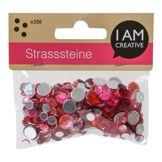 I AM Creative Strasssteine rund selbstklebend 5–10 mm, 350 Stück, Rot