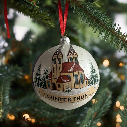 Weihnachtskugeln Winterthur Kirche Weiss