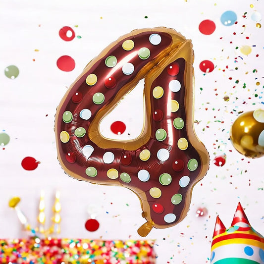 Foil Balloon "Number 4 - Festive Design" 34/86cm