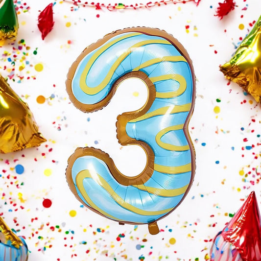 Foil Balloon "Number 3 - Festive Design" 34/86cm