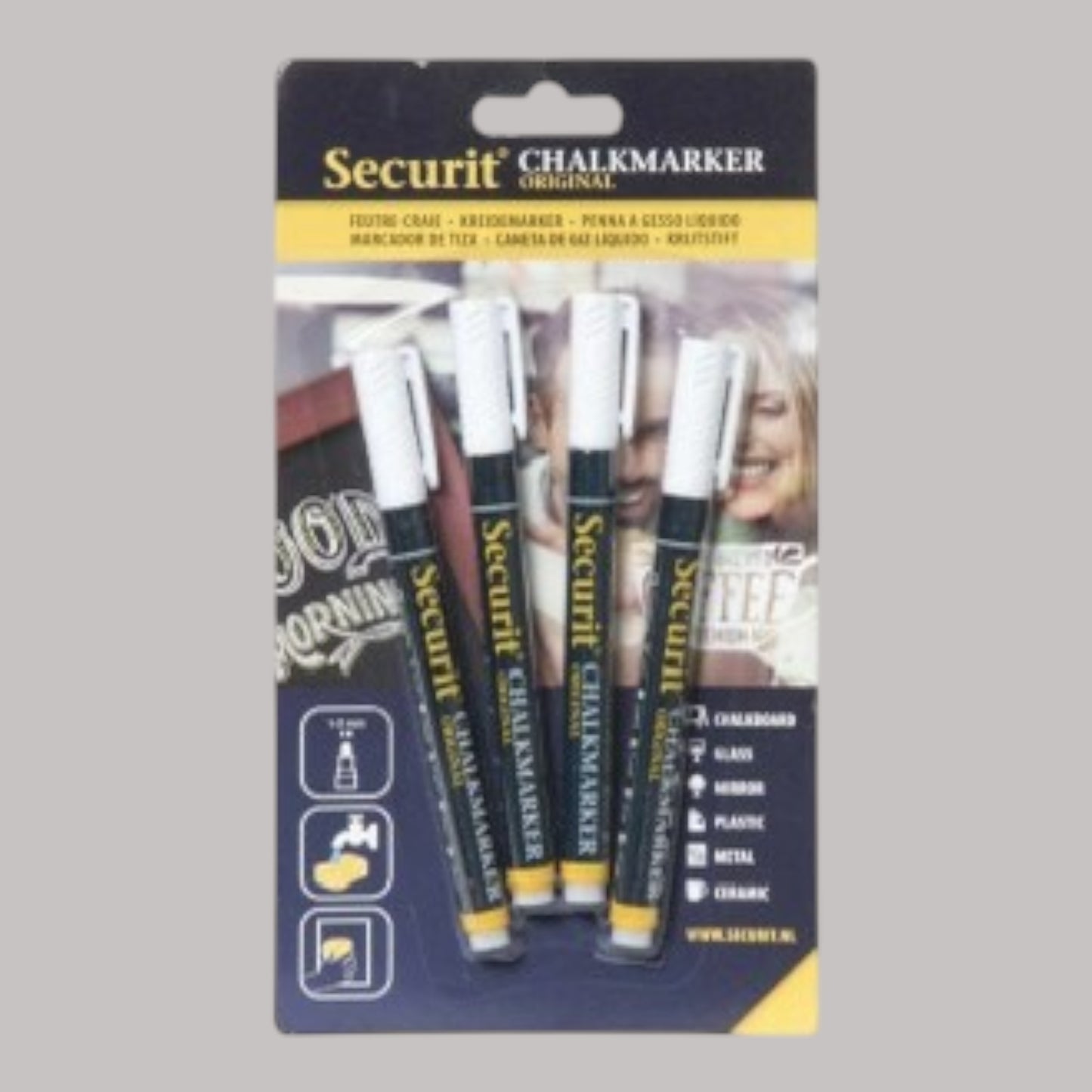 Securit Kreidemarker Weiß, 4 Stück, 1-2 mm