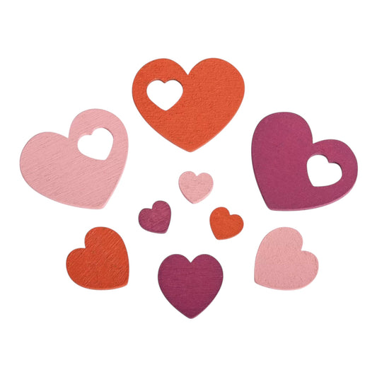 Rayher Holz-Streuteile Herzen FSC 100%, 33 Stück, ca. 1–3,5 × 1–3 cm