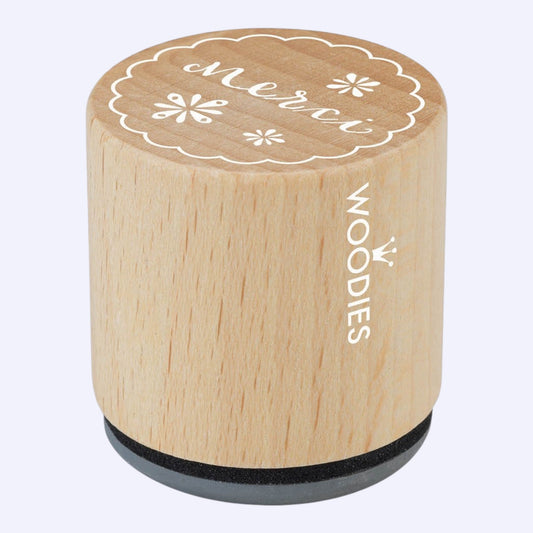Woodies wooden stamp Merci Ø 3 cm