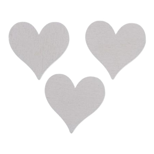 Glorex Streuteile Herzen aus Holz, 15 Stück, ca. 2,3 × 2,3 × 0,3 cm, weiß