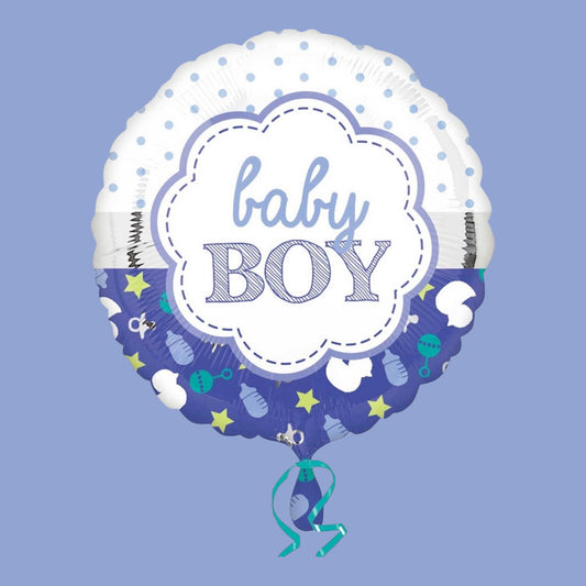 Foil Balloon Round Baby Boy - 43cm
