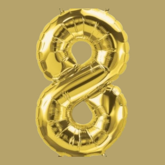 Folienballon Zahl „8“ – Gold, 86 cm