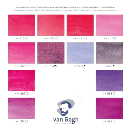 Van Gogh Aquarell Pocket Box Violets 12er- Näpfchen, Pinsel