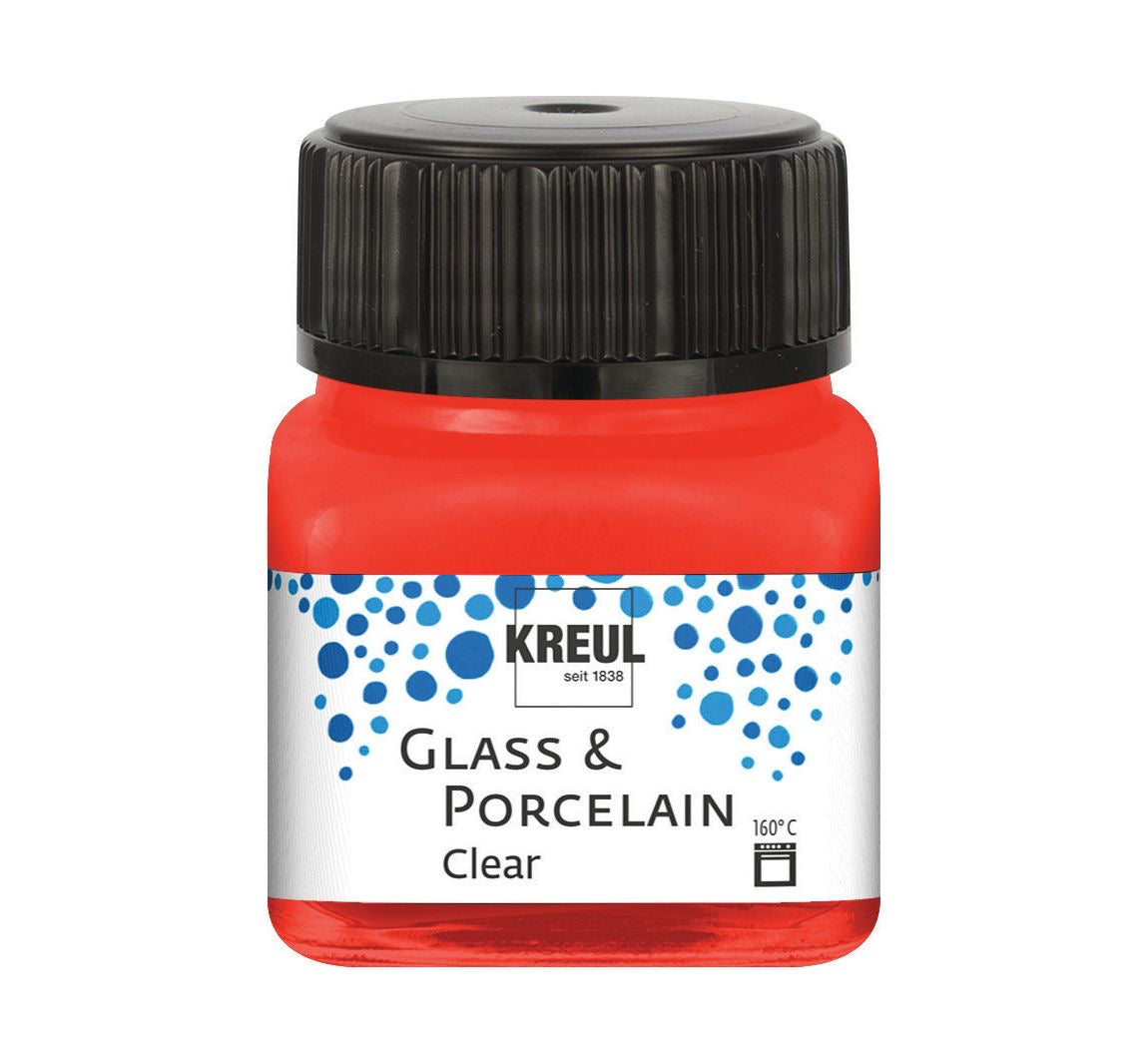 Kreul Glass & Porcelain Clear, Porzellan und Glasfarbe Transparent Kirschrot 16205