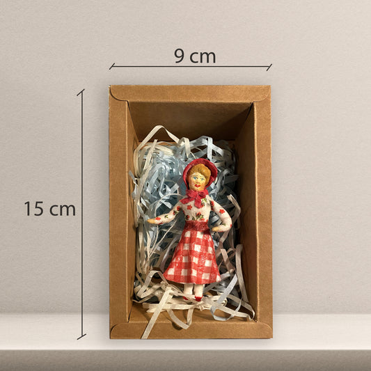 Weihnachtspuppe Frau in geblümter Bluse