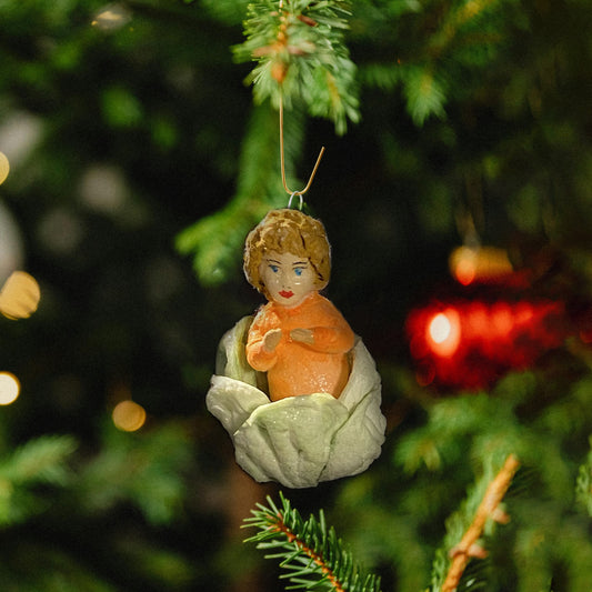 Weihnachtspuppe Däumelinchen in Orange