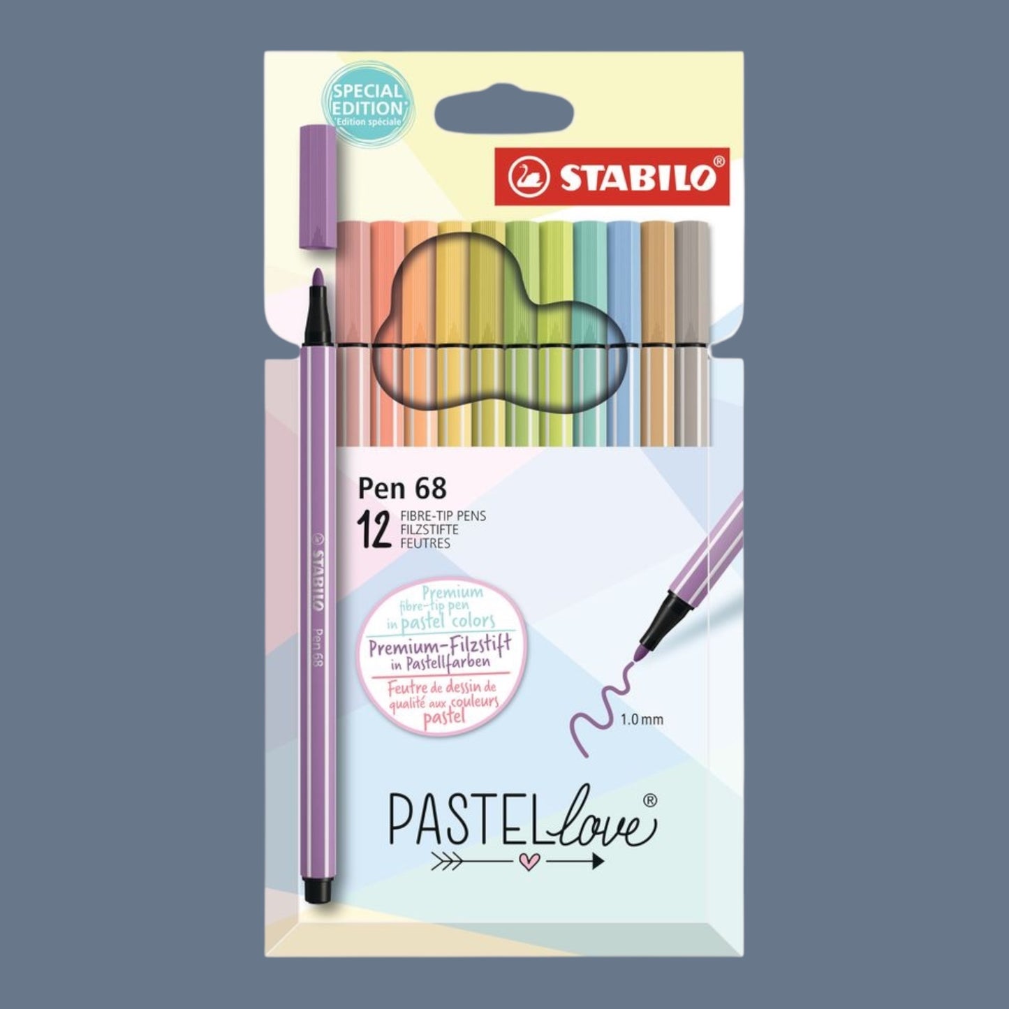 STABILO fiber tip pen 68 Pastellove, set of 12