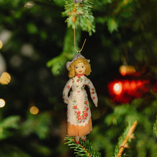 Weihnachtspuppe Mädchen im Blumenkleid