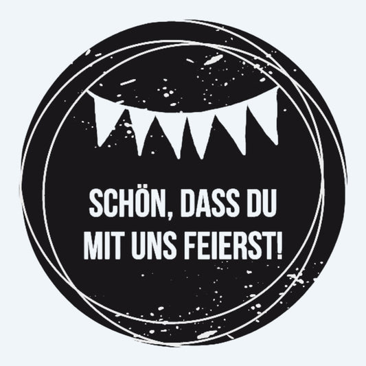 Woodies wooden stamp Nice that you celebrate with us Ø 3 cm