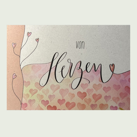 Postkarte „Von Herzen“