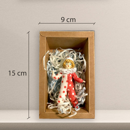 Weihnachtspuppe Clown in Rotweiss