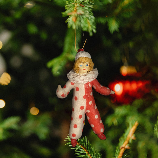 Weihnachtspuppe Clown in Rotweiss