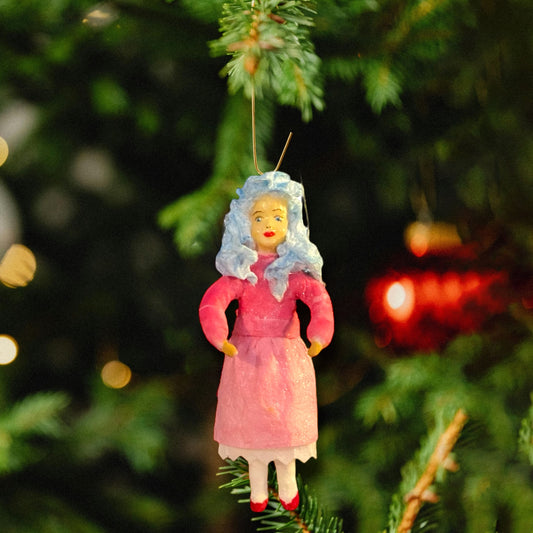 Weihnachtspuppe Mädchen mit blauen Haaren