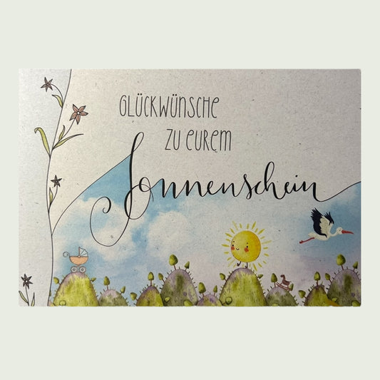Postkarte „Glückwünsche zu eurem Sonnenschein“