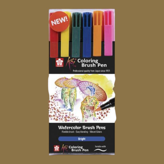 Koi Coloring Brush Pen Bright Set | 6 colors