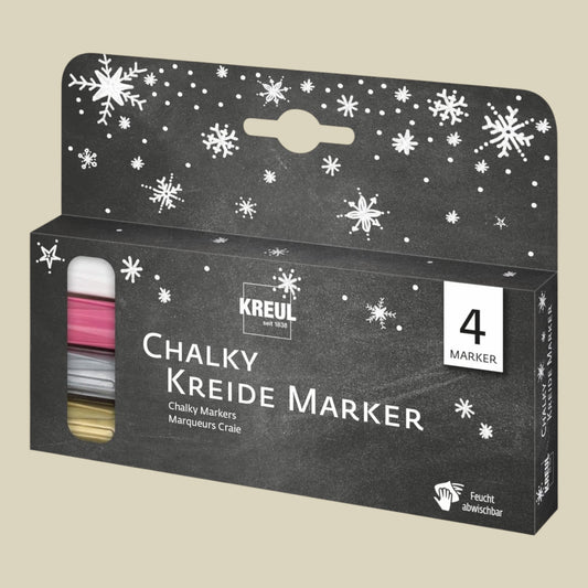 Kreul Chalky Kreidemarker Medium, 4 Stück, 3 mm, Bunt