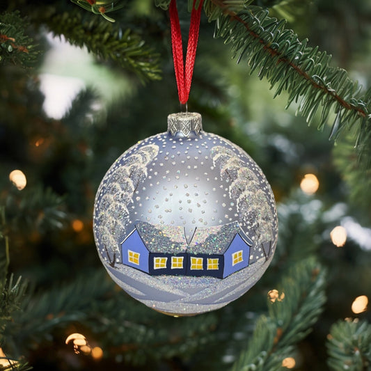 Christmas balls winter evening