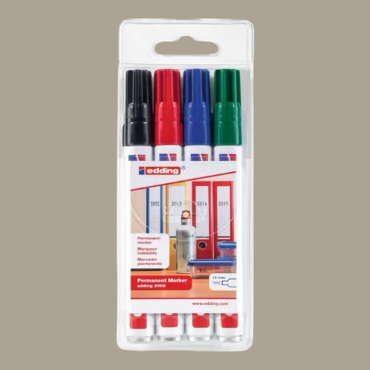 Edding 3000 Permanentmarker 1,5-3 mm, 4er Set