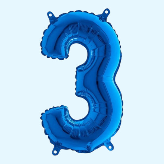 Folienballon Zahl „3“ – Royalblau, 86 cm