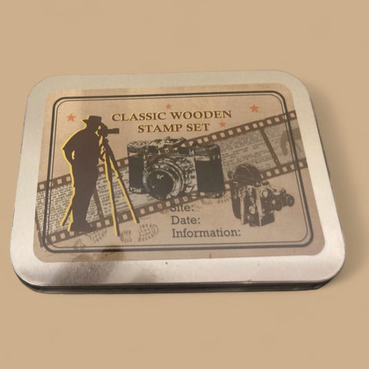 Classic Wooden Stamp Set – Fotografie & Retro-Design