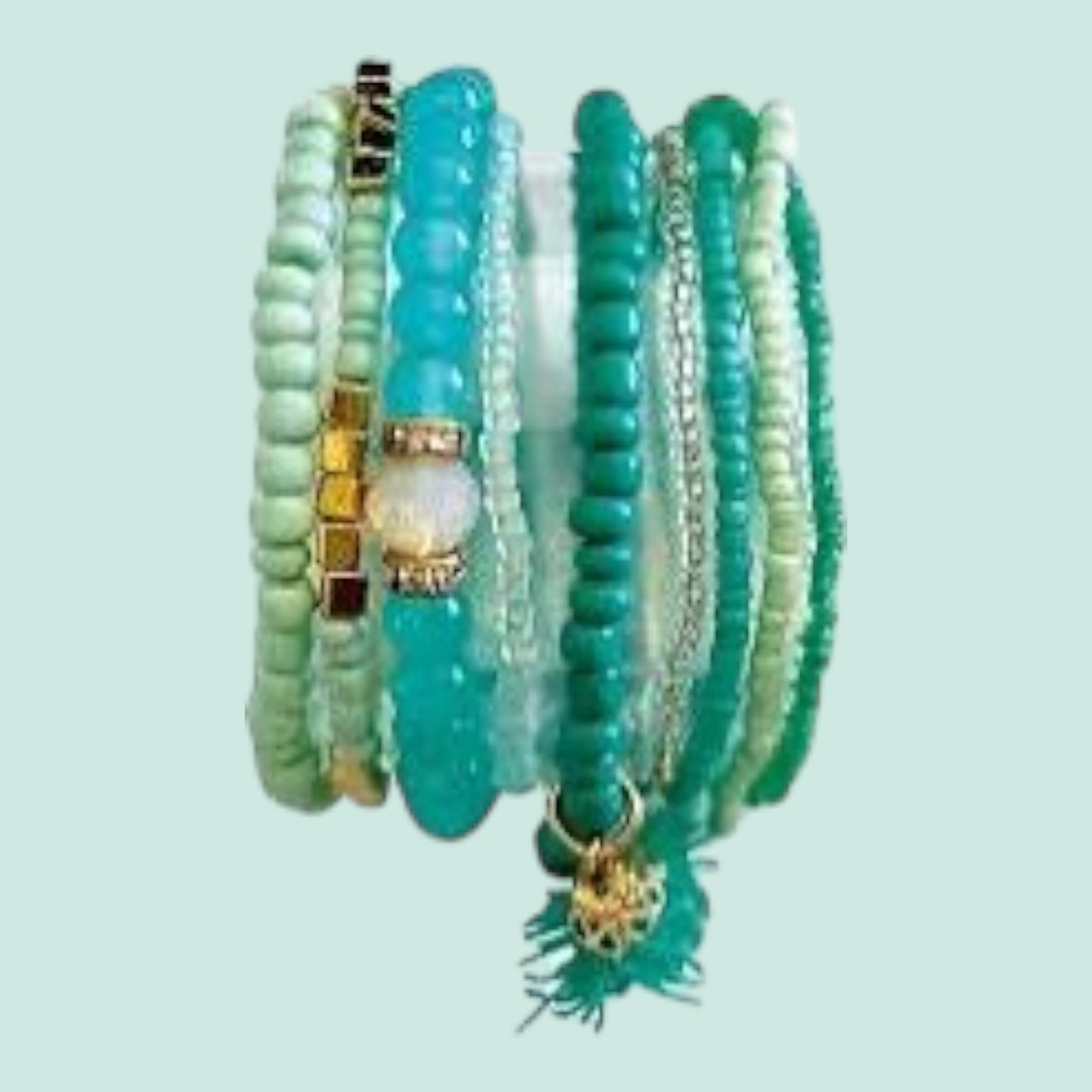 Glorex Armband‑Set DIY – Weiss‑Türkis (für 6–9 Armbänder)