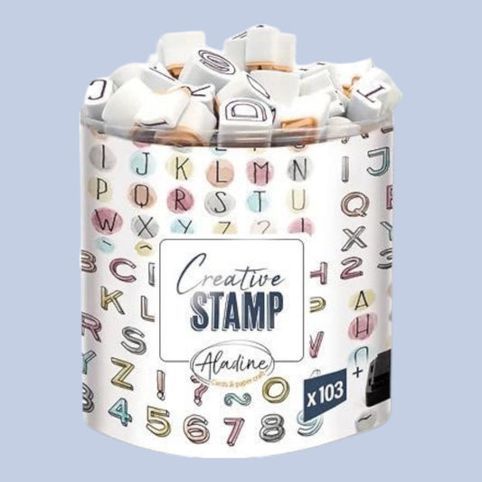 Aladine. Mini Alphabet stamp set, including ink pad, 103 pieces.